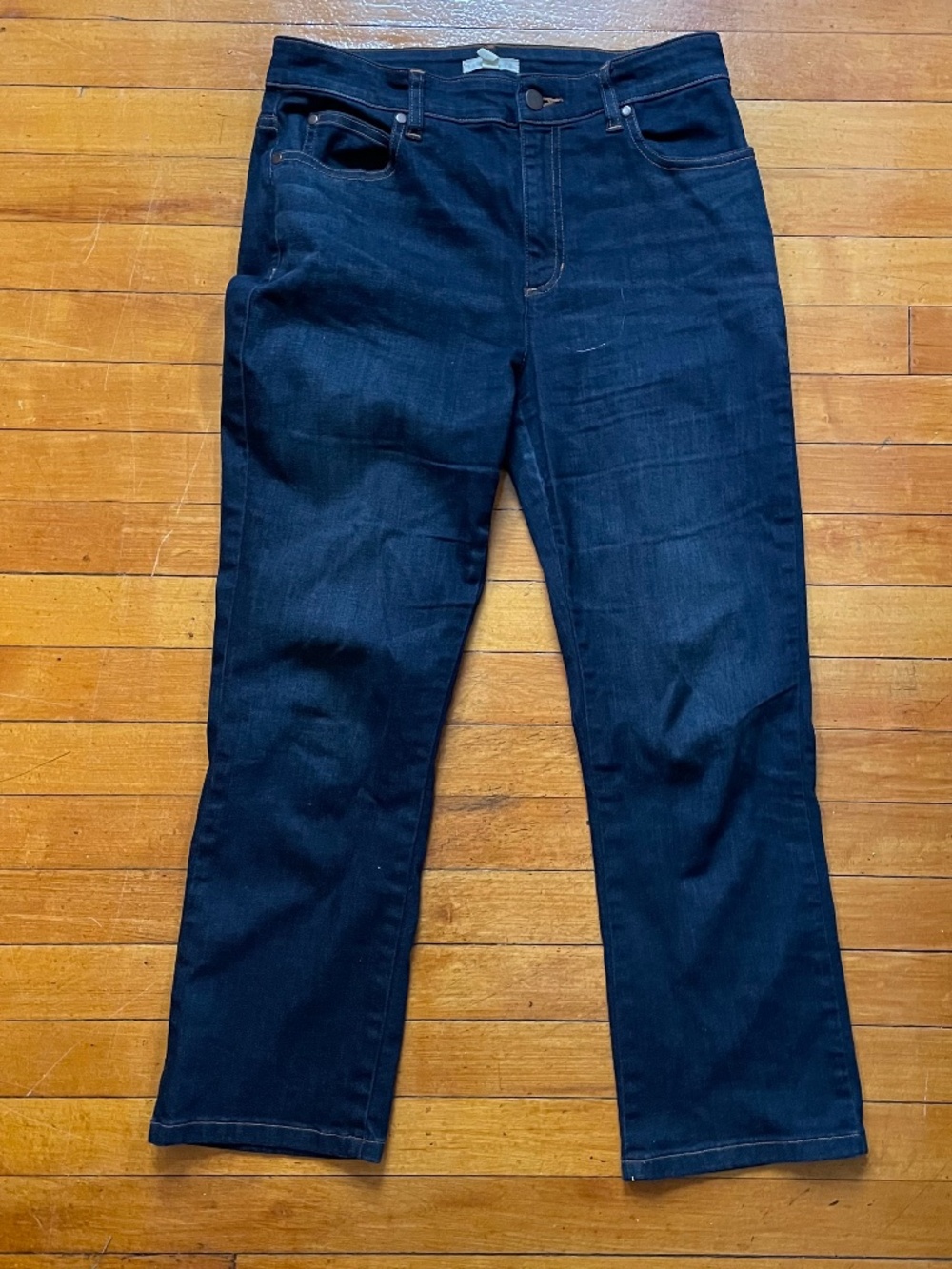 Eileen Fisher Straight Leg Jeans Womens Sz 6 Blue Dark Wash Stretch Denim